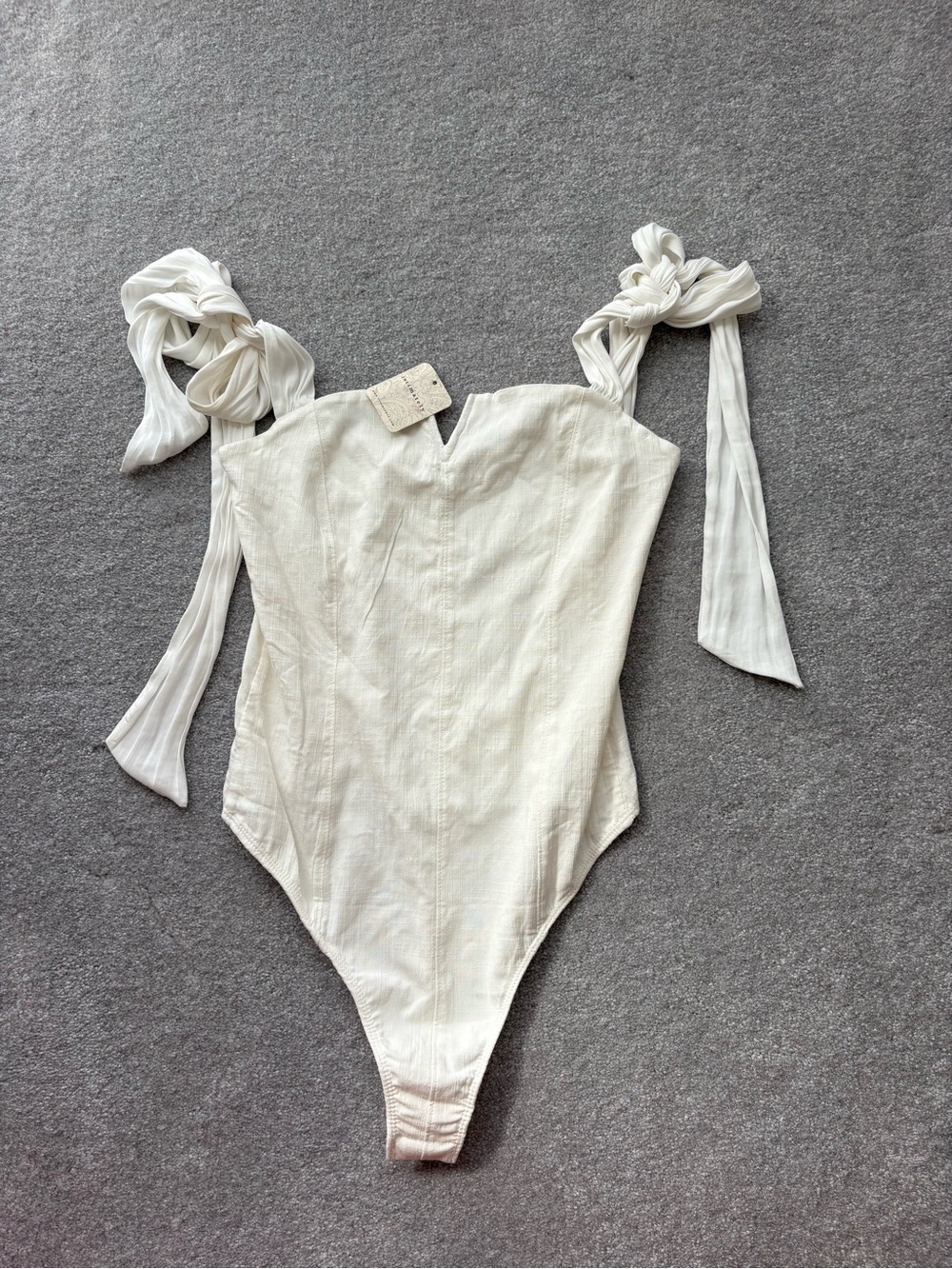 Free People Cream Tie-Shoulder Bodysuit